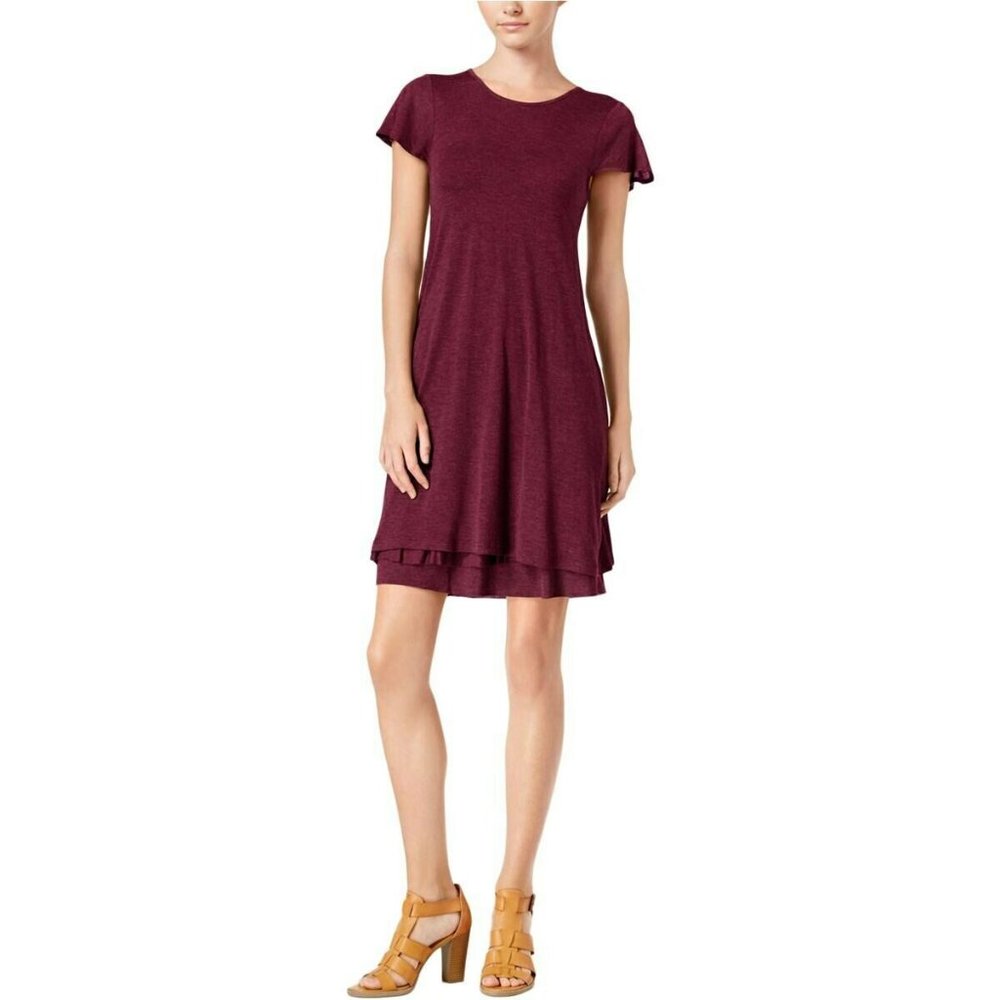 Kensie Red Shift Casual Short Sleeve Dress